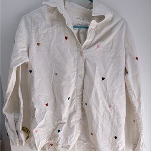 THE GREAT Multicolored Heart Button Down Shirt